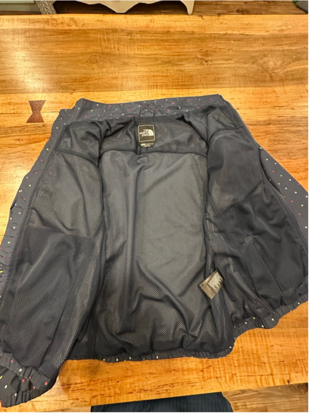 The North Face Women's Windbreaker Polka Dot Jacket Navy Blue Full Zip Size S - Picture 10 of 13
